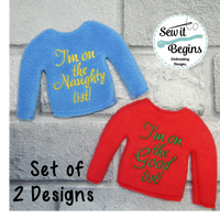 Im on the Naughty/Nice List In The Hoop Elf sized Jumper Sweater (set of 2)