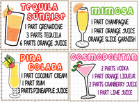 Cocktail Recipes Embroidery Designs Set of 8 (5x7 only) - Digital Download