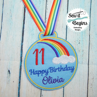 Happy Birthday Rainbow Medal, Hanger and Badge Set 3 Designs