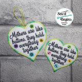 Mothers are like buttons  4" Hanging Decoration and 3" Token Hearts