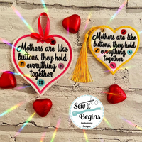 Mothers are like buttons  4" Hanging Decoration and 3" Token Hearts
