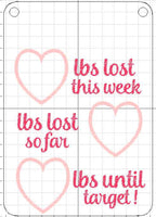In the Hoop Personalised Chalkboard Weight Loss Tracker Target Weight lbs lost total Embroidery Design 5x7 hoop