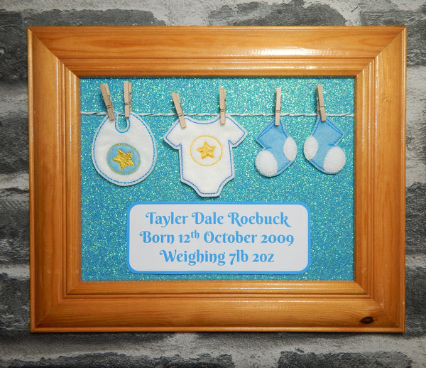 New Baby In The Hoop Banner Washing Line Set, with 2 Frames