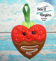 Kawaii Chocolate Dipped Strawberry ITH Hanger 4x4 only