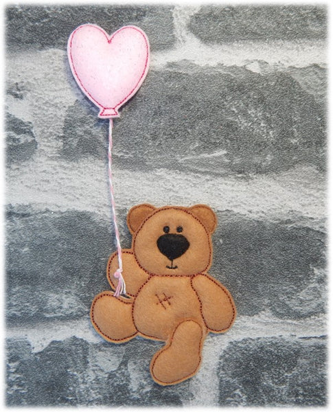 Bear with Balloon Large in the hoop Feltie design 4x4 hoop