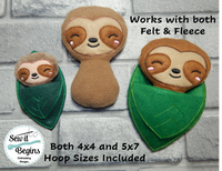 Baby Sleeping Sloth in Leaf Bed ITH Stuffie (4x4 & 5x7)
