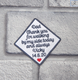 Digital Embroidery Design. Standard 80mm Wedding Tie Patch. Thank you for walking by my side poem with mini heart Patch.
