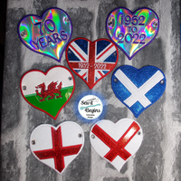 UK Union Flag and the 4 Nations Flags 4x4 Heart Hanging Decorations Set - 7 Designs -  Digital Download