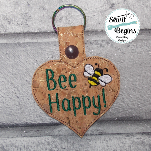 Bee Shape Key Positive Bees Heart Shaped Snap Tab Key Ring Fob Set 5 designs – Sew it ...
