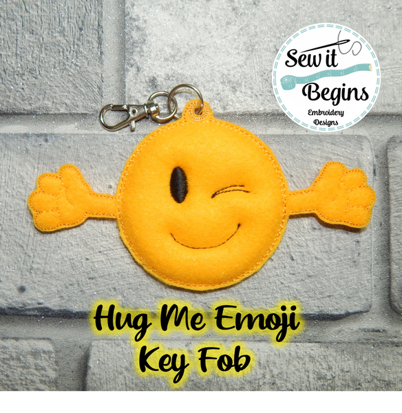 Pocket Pal Hug Me Emoji Eyelet Keyring Key Fob Design