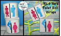 Male and Female Funny Bathroom Signs Toilet Roll Wraps Set of 2