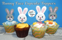 Cupcake Topper Bunny Face Feltie Design 50mm x 75mm