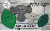 Baby Elephant in Leaf Bed ITH Stuffie (4x4 & 5x7)