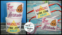 Poop Attitude and Warning Stink Zone Toilet Roll Wraps Set of 2