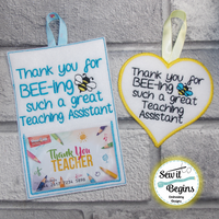 Thank You For BEE-ing Such a Great Teacher Teaching Classroom Assistant Gift card and Heart 6 Digital designs