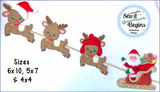 Santa's Magic Sleigh with 3 different Flying Reindeer (in 3 sizes)