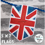 Queen's Jubilee 2022 Union Flag, Union Jack Bunting Flags (set of 4 flags) 4x4 and 5x7 - Digital Download