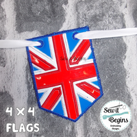 Queen's Jubilee 2022 Union Flag, Union Jack Bunting Flags (set of 2 flags) 4x4 ONLY - Digital Download