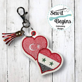 Turkey and Syria Flag Heart Hangers 4x4 and 3x3 Keyrings with Eyelets (7 Designs) -  Digital Download