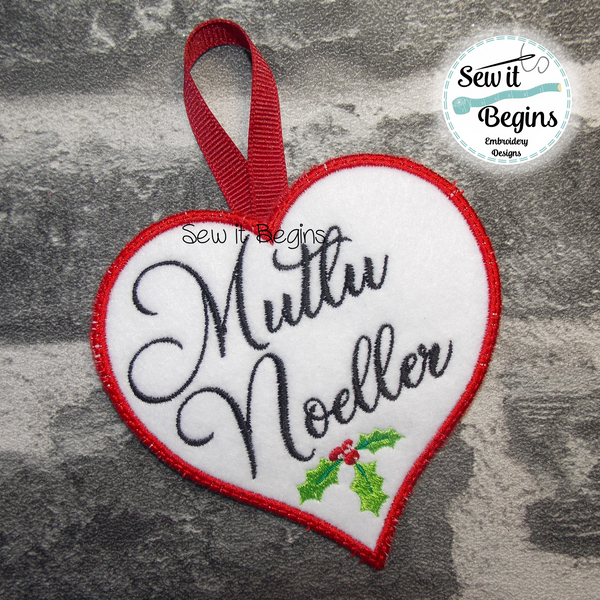 Mutlu Noeller Turkish Christmas Heart Hanging Decoration 4x4