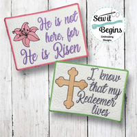 Easter Bible Quotes He Is Risen Design Set of 2 Mug Rugs 5x7