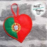 Portugal National Flag Heart Shaped Hanging Decoration 4x4 -  Digital Download