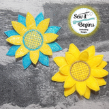 3D Sunflower In The Hoop Brooch Badge Design 60mm (2.2 inch) - Digital Download