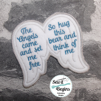 The Angels Came and Set Me Free In the Hoop Angel Wings Patch Hanger -Digital Design