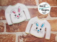 Easter Bunny Boy and Girl Elf Jumper In The Hoop Elf sized Jumper Sweater - Digital Download