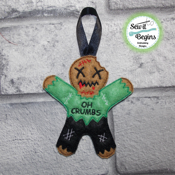 Zombie Dead Gingerbread Hanging Decoration Pin Cushion 4x4 + 5x7