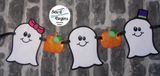 Trio of Ghosts Halloween Banner with Pumpkin 4x4 & 5x7 Sizes (7 Designs) - Digital Download