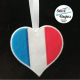 French France Flag Bastille Day Heart Hanging Decoration 4x4 -  Digital Download