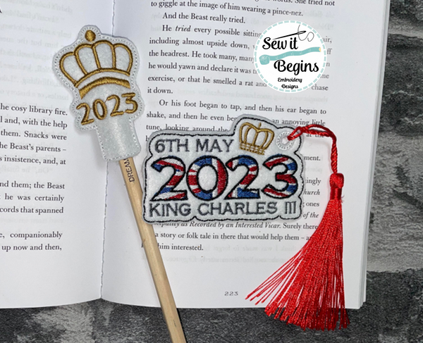 2023 King Charles Coronation Crown Pencil Topper and Bookmark Set -  Digital Download