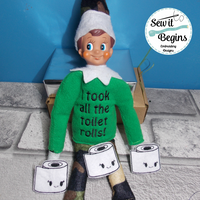 Elf Sized I Took All The Toilet Rolls  In the hoop Jumper & Feltie Loo Roll