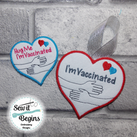 Hug Me I'm Vaccinated Hug Token, Hanger and Badge 2 designs in 2 sizes