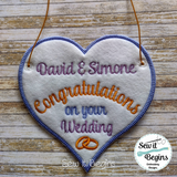Congratulations On Your Wedding 5 Sizes 4"- 8" Heart Hanging Decoration