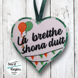 Irish Happy Birthday Heart Hanging Decoration 4x4 - Digital Download