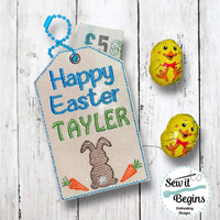 Happy Easter Easter Bunny Swing Tag or Gift Card Holder 4x4 - Digital Download