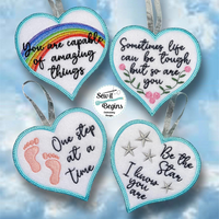 Set of 4 Inspirational Hearts 2 Versions 4" Heart Decorations - Digital Download