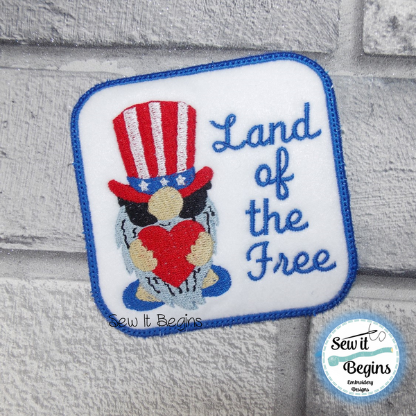 Land Of The Free Patriotic Gnome USA Coaster 4x4