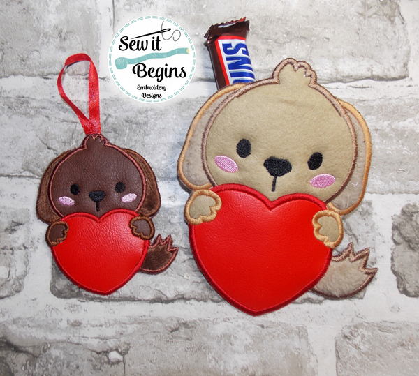 Valentine Puppy Love Hanging Decoration and Treat Bag 4x4 & 5x7 - Digital Download
