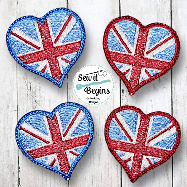 Union Flag UK Heart Feltie Design Two Versions  - Digital Download