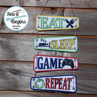 Eat Sleep Game Repeat Gamer Direction Signs with 4 separate designs 5x7