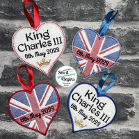 2023 King Charles Union Flag 4x4 Celebration Heart Hanging Decorations 4x4 -  Digital Download