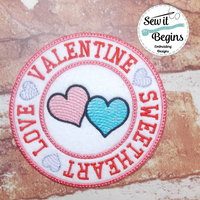 Valentine Sweetheart Love Heart Decoration Applique or Coaster 4x4
