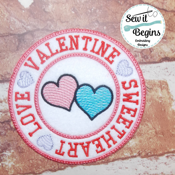Valentine Sweetheart Love Heart Decoration Applique or Coaster 4x4