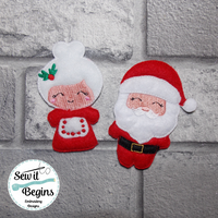 Santa Claus and Mrs Claus Christmas Hanging Decorations (Set of 2) 4x4 & 5x7