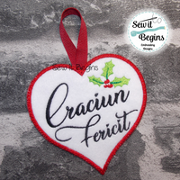 Craciun Fericit Romanian Christmas Heart Hanging Decoration 4x4