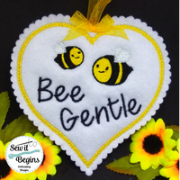 Bee Gentle ITH Heart Hanging Decoration 4x4