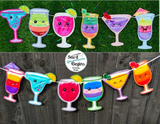 Kawaii Cocktails Garland Bunting Flags with 6 Separate Designs 2 sizes